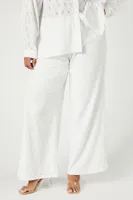 Women's Eyelet Shirt & Pants Set in White, 0X