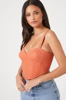 Women's Bustier Sweetheart Crop Top in Rust Medium