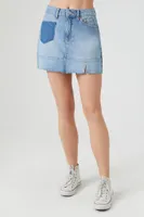 Women's Denim Shadow Pocket Mini Skirt Small