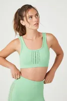 Women's Seamless Perforated Sports Bra in Mint Large