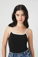 Women's Sweater-Knit Cami Bodysuit in Black/Vanilla, XS