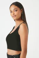 Women's Faux Leather Crop Top in Black Large