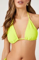 Women's String Triangle Bikini Top in Citron Large