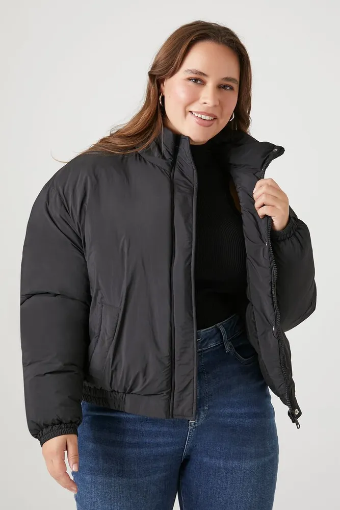 Women's Oversized Puffer Jacket in Black, Size 0X