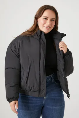 Women's Oversized Puffer Jacket in Black, Size 0X