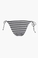 Women's Striped Cheeky Bikini Bottoms in Black/Vanilla, XL