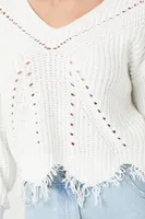 Women's Distressed Sharkbite Cutout Sweater