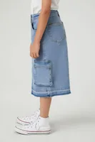 Girls Denim Cargo Skirt (Kids) in Medium Denim, 5/6