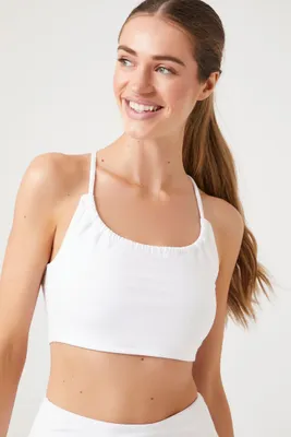 Women's Halter Racerback Sports Bra in White, XS