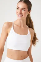 Women's Halter Racerback Sports Bra in White, XS