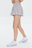 Women's Smocked Floral Print Shorts in Cream Small