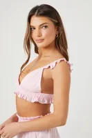 Women's Satin Ruffle-Trim Lounge Bralette