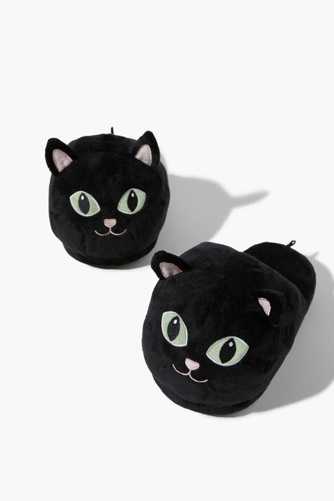 Forever 21 Women's Plush Cat House Slippers in Black Small Connecticut Post Mall