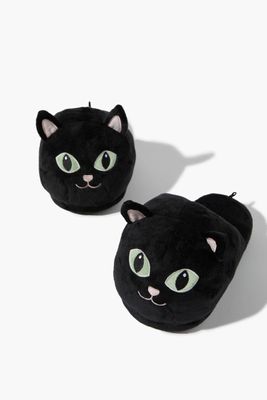 Women's Plush Cat House Slippers in Black Large