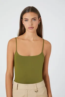 Women's Cotton-Blend Cami Bodysuit in Olive, XS