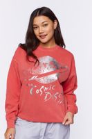 Women's Cosmic Disco Trip Graphic Pullover in Red Large