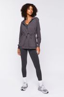 Women's Active Drawstring Zip-Up Hoodie in Charcoal Small