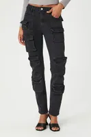 Women's High-Rise Cargo Jeans Black,