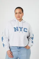 Women's NYC Star Patch Hoodie in Heather Grey, 1X