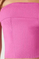 Women's Ribbed Knit Tube Top in Pink Medium