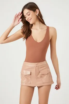 Women's Faux Leather A-Line Skort