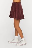 Women's Corduroy Pleated Mini Skirt in Brown Small