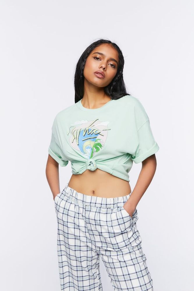 Women's Wham Cropped Graphic T-Shirt in Mint, M/L