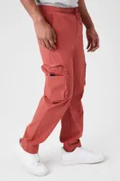 Men Drawstring Cargo Joggers in Rust Large