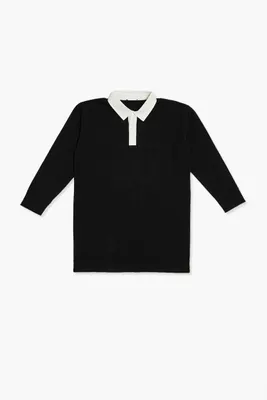 Girls Rugby Shirt Dress (Kids) in Black/White, 11/12