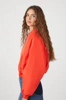 Women's Cropped Bomber Jacket in Red Medium