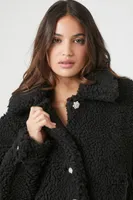 Women's Faux Shearling Bomber Jacket in Black Large