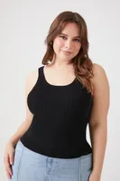 Women's Sweater-Knit Tank Top in Black, 3X