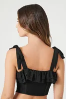 Women's Lace Tie-Strap Corset Top in Black Small