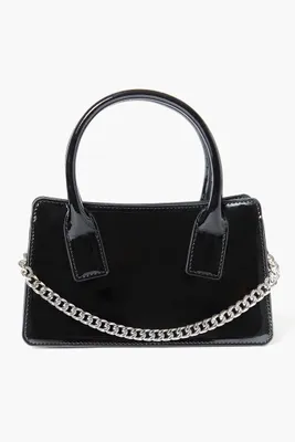 Women's Faux Patent Leather Crossbody Bag in Black