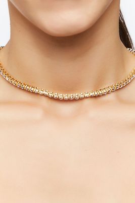 Women's Faux Gem Box Chain Necklace in Gold/Clear