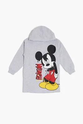 Girls Mickey Graphic Hooded Dress (Kids) in Grey, 13/14