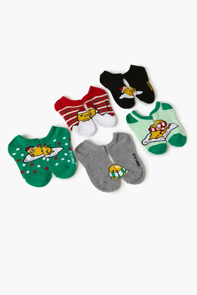 Kids Gudetama Ankle Sock Set - 5 pack (Girls + Boys) in Green