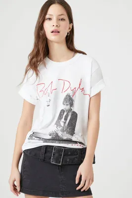 Women's Prince Peter Bob Dylan Graphic T-Shirt in White, XL
