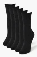 Ribbed-Trim Crew Socks in Black/Black