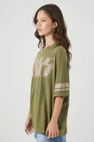 Women's Oversized KISS Graphic T-Shirt in Olive Medium