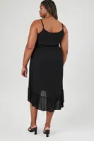 Women's High-Low Cami Maxi Dress in Black, 3X