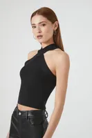 Women's Sweater-Knit Crisscross Crop Top