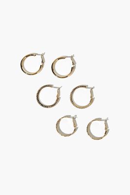 Women's Rhinestone Hoop Earring Set in Gold