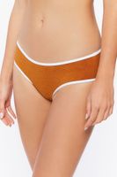 Women's Contrast-Trim Hipster Bikini Bottoms in Maple Medium