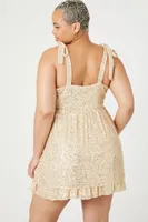 Women's Sequin Sweetheart Dress in Gold, 3X