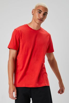 Men Basic Organically Grown Cotton T-Shirt in Red, XS
