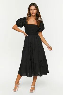 Women's Smocked Puff-Sleeve Dress