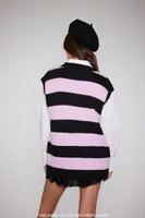 Women's Kuromi Striped Sweater Vest in Purple Medium