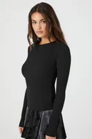 Women's Crew Long-Sleeve Top in Black, XS