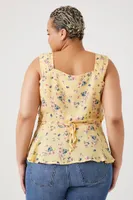 Women's Floral Print Top Yellow,